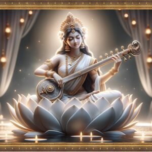 Price: $160 <br>Goddess Saraswati 0024 <br> Size:70x100cm (28x39 inch)<br>Type: Laminated vinyl print framing