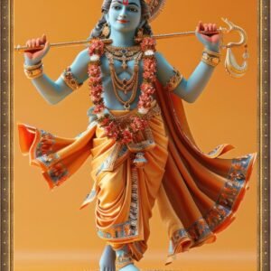 Price: $195 <br>Lord Krishna 007 <br> Size: 118x75cm (46x30 inch) <br>Type: Laminated vinyl print framing