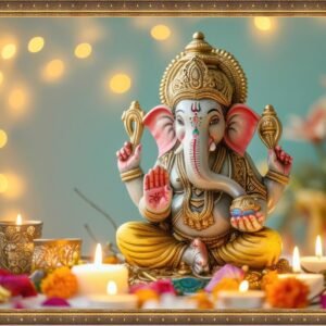 Lord Ganesha – 003<br> Size: 118x75cm <br>Type: Laminated vinyl print framing